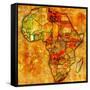 Ivory Coast on Actual Map of Africa-michal812-Framed Stretched Canvas