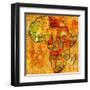 Ivory Coast on Actual Map of Africa-michal812-Framed Art Print