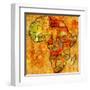 Ivory Coast on Actual Map of Africa-michal812-Framed Art Print