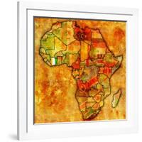 Ivory Coast on Actual Map of Africa-michal812-Framed Art Print