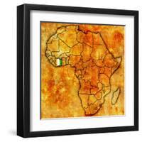 Ivory Coast on Actual Map of Africa-michal812-Framed Art Print