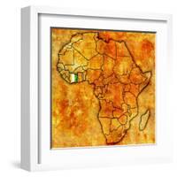 Ivory Coast on Actual Map of Africa-michal812-Framed Art Print