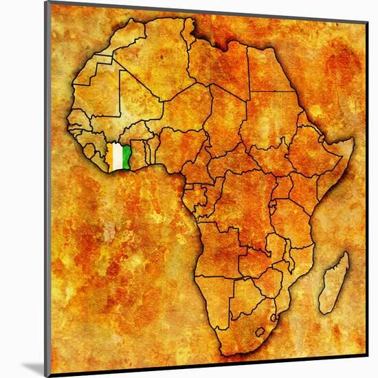 Ivory Coast on Actual Map of Africa-michal812-Mounted Art Print