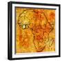 Ivory Coast on Actual Map of Africa-michal812-Framed Art Print