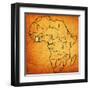 Ivory Coast on Actual Map of Africa-michal812-Framed Art Print