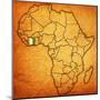 Ivory Coast on Actual Map of Africa-michal812-Mounted Art Print