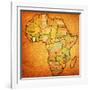 Ivory Coast on Actual Map of Africa-michal812-Framed Art Print