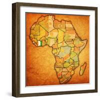 Ivory Coast on Actual Map of Africa-michal812-Framed Art Print