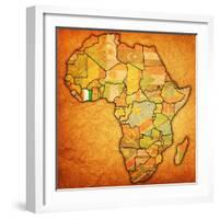 Ivory Coast on Actual Map of Africa-michal812-Framed Art Print