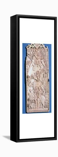 Ivory lead of a diptych showing the apotheosis of an emperor, 2nd century-Unknown-Framed Stretched Canvas