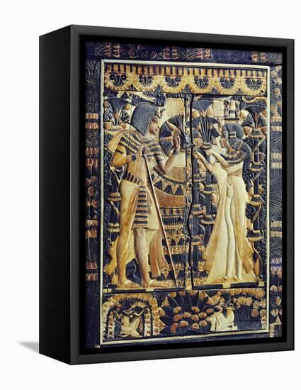 Ivory Plaque from the Lid of Coffer, Tutankhamun and Ankhesenamun in Garden, Egypt, North Africa-Robert Harding-Framed Stretched Canvas