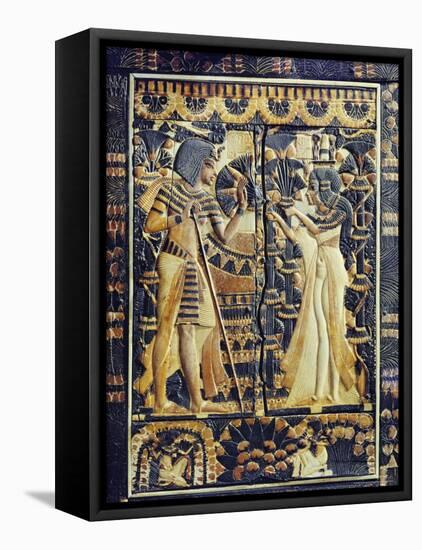 Ivory Plaque from the Lid of Coffer, Tutankhamun and Ankhesenamun in Garden, Egypt, North Africa-Robert Harding-Framed Stretched Canvas