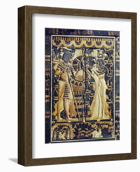 Ivory Plaque from the Lid of Coffer, Tutankhamun and Ankhesenamun in Garden, Egypt, North Africa-Robert Harding-Framed Photographic Print
