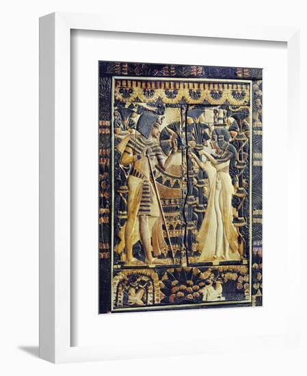 Ivory Plaque from the Lid of Coffer, Tutankhamun and Ankhesenamun in Garden, Egypt, North Africa-Robert Harding-Framed Photographic Print
