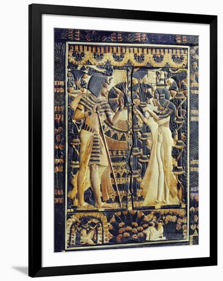 Ivory Plaque from the Lid of Coffer, Tutankhamun and Ankhesenamun in Garden, Egypt, North Africa-Robert Harding-Framed Photographic Print