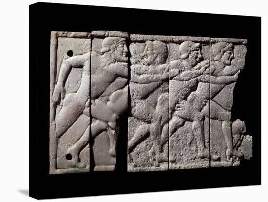 Ivory Plaque with Relief Depicting Athletes Racing-null-Stretched Canvas
