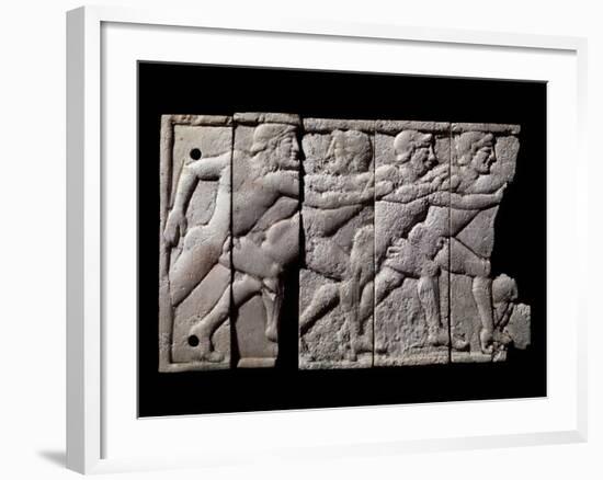Ivory Plaque with Relief Depicting Athletes Racing-null-Framed Photographic Print