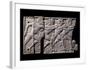 Ivory Plaque with Relief Depicting Athletes Racing-null-Framed Photographic Print