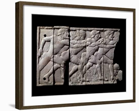 Ivory Plaque with Relief Depicting Athletes Racing-null-Framed Photographic Print