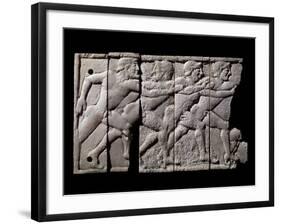 Ivory Plaque with Relief Depicting Athletes Racing-null-Framed Photographic Print