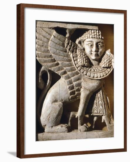 Ivory Sphinx with Traces of Gold, Artifact from Khadatu or Arslan Tash, Syria-null-Framed Giclee Print