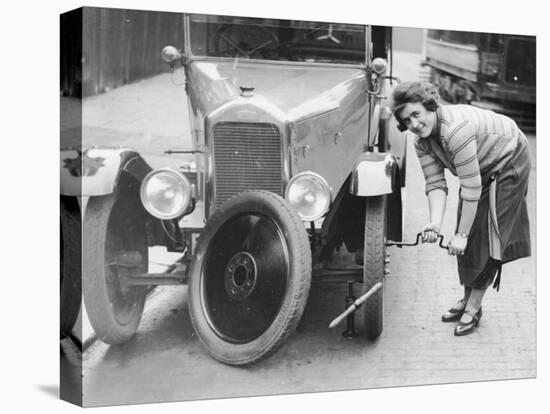 Ivy Cummings Changing a Tyre on a 1925 Singer 10/26, London, C1925-null-Stretched Canvas