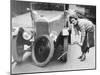 Ivy Cummings Changing a Tyre on a 1925 Singer 10/26, London, C1925-null-Mounted Photographic Print