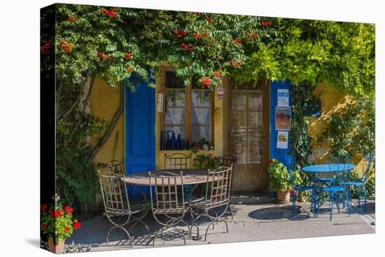 Ivy Surrounded House Front Door with Table and Chairs in Provence, France-Stefano Politi Markovina-Stretched Canvas