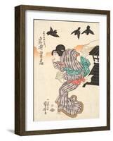 Iwai Shijaku acting as Ohatsu (from the Kabuki Drama Old Fashioned Brocade Motivs from Kagamiyama)-Utagawa Kuniyoshi-Framed Giclee Print
