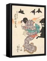 Iwai Shijaku acting as Ohatsu (from the Kabuki Drama Old Fashioned Brocade Motivs from Kagamiyama)-Utagawa Kuniyoshi-Framed Stretched Canvas