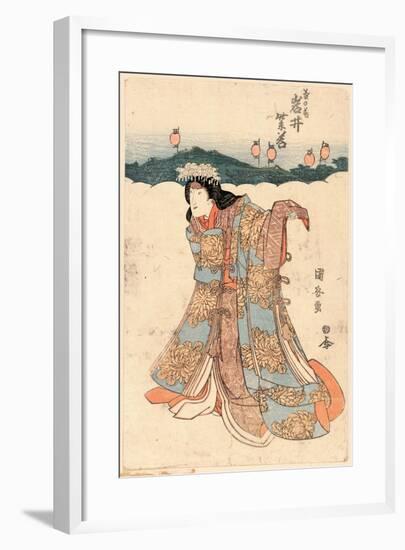 Iwai Shijyaku No Kiku No Mae-Utagawa Kuniyasu-Framed Giclee Print