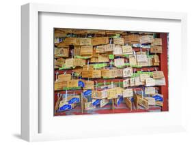 Iwakisan jinja shrine, wooden plaques with prayers and wishes, Japan-Christian Kober-Framed Photographic Print