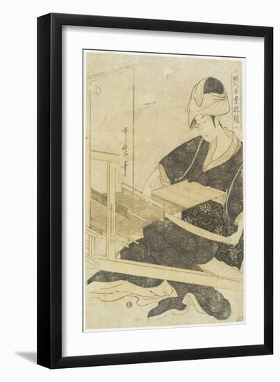 Iweaving on a Loom C. 1797-1798-Kitagawa Utamaro-Framed Giclee Print