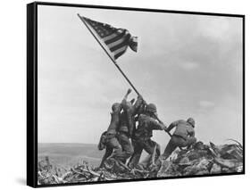 Iwo Jima Flag Raising-Joe Rosenthal-Framed Stretched Canvas