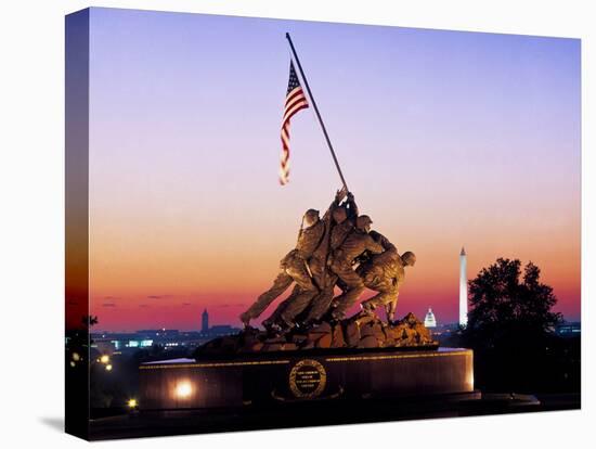 Iwo Jima Memorial at dawn, Washington Monument, Washington DC, USA-null-Stretched Canvas