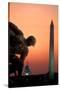 Iwo Jima Memorial at dusk, Washington Monument, Washington DC, USA-null-Stretched Canvas