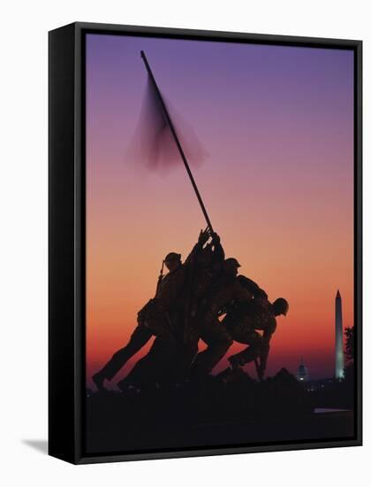 Iwo Jima Memorial at Sunset, Washington DC, USA-Walter Bibikow-Framed Stretched Canvas