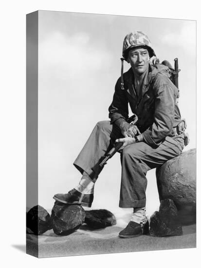 Iwo Jima Sands of Iwo Jima by AllanDwan with John Wayne, 1949 (b/w photo)-null-Stretched Canvas