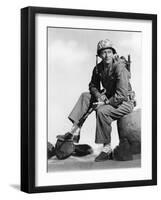 Iwo Jima Sands of Iwo Jima by AllanDwan with John Wayne, 1949 (b/w photo)-null-Framed Photo
