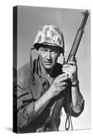 Iwo Jima Sands of Iwo Jima by AllanDwan with John Wayne, 1949 (b/w photo)-null-Stretched Canvas