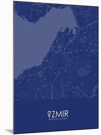 Izmir, Turkey Blue Map-null-Mounted Poster