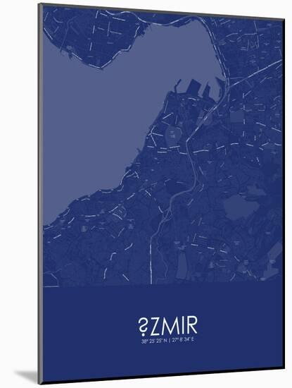 Izmir, Turkey Blue Map-null-Mounted Poster