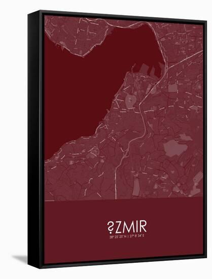 Izmir, Turkey Red Map-null-Framed Stretched Canvas