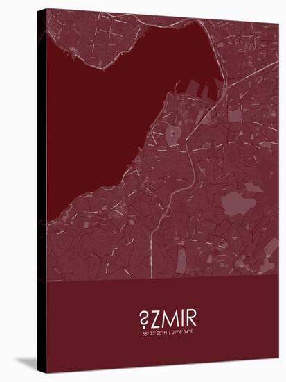 Izmir, Turkey Red Map-null-Stretched Canvas