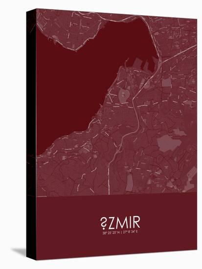 Izmir, Turkey Red Map-null-Stretched Canvas