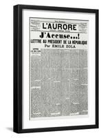 J'Accuse by Emile Zola Published on L'Aurore for Dreyfus Affair, France-null-Framed Giclee Print