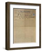 J'Accuse Letter by Emile Zola, Published in L'Aurore, 13th January 1898-null-Framed Premium Giclee Print