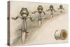 J and P Coats Trade Card of Frog Cyclists-null-Stretched Canvas