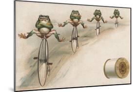 J and P Coats Trade Card of Frog Cyclists-null-Mounted Giclee Print