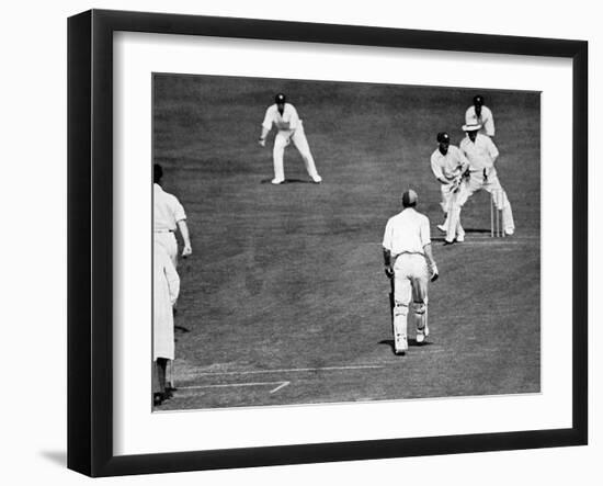 J.B. Hobbs Scores the Run to Make His 126th Century, 1926-null-Framed Photographic Print